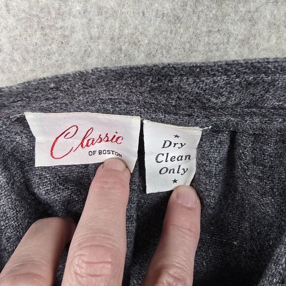 Gray Wool Blend Midi Skirt Classic A-Line Style Size 5 Elegant Textured Fabric - Picture 7 of 10